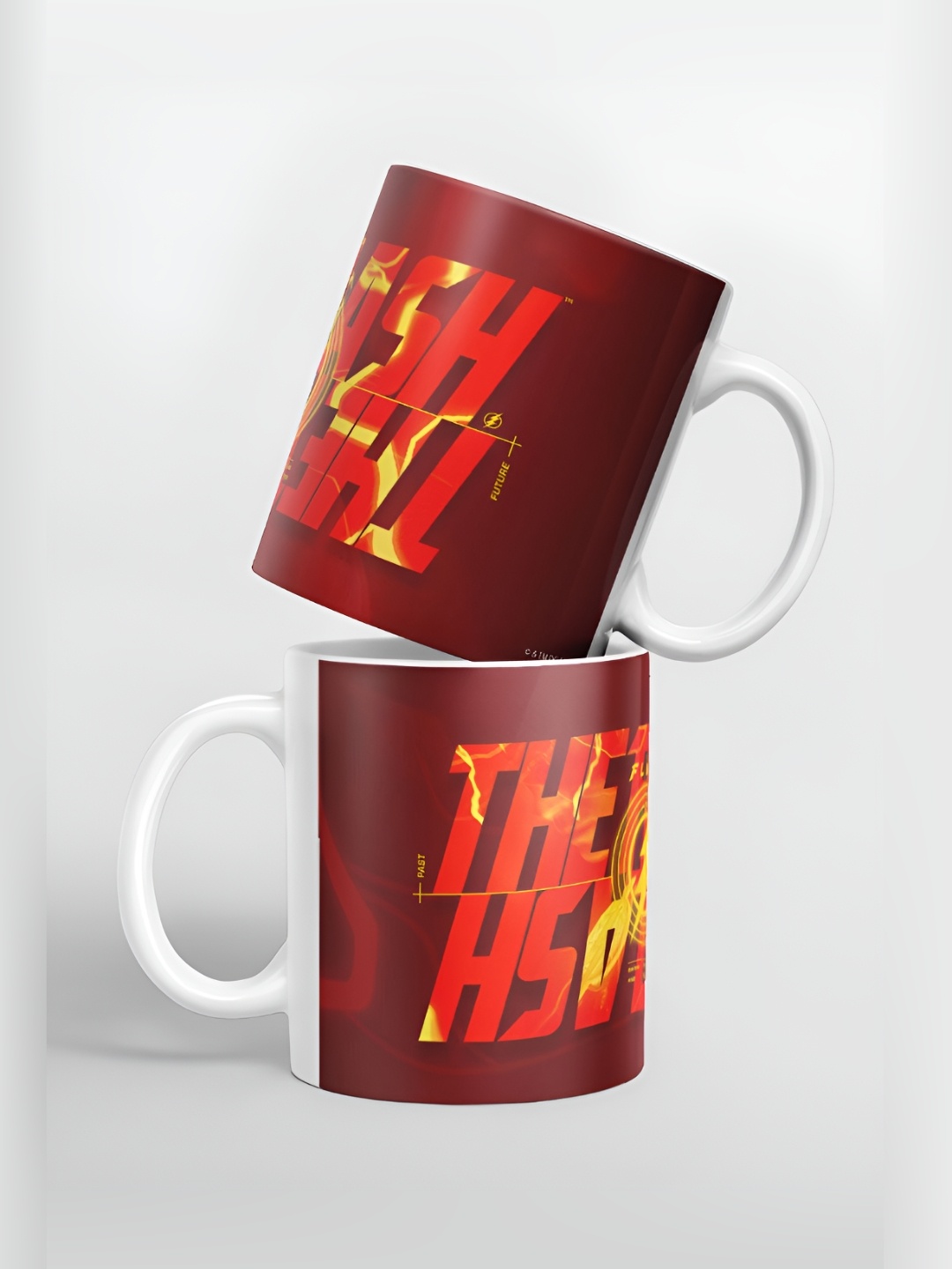

macmerise Red & Yellow Text Printed Ceramic Easy to Clean Glossy Mugs 325 ml