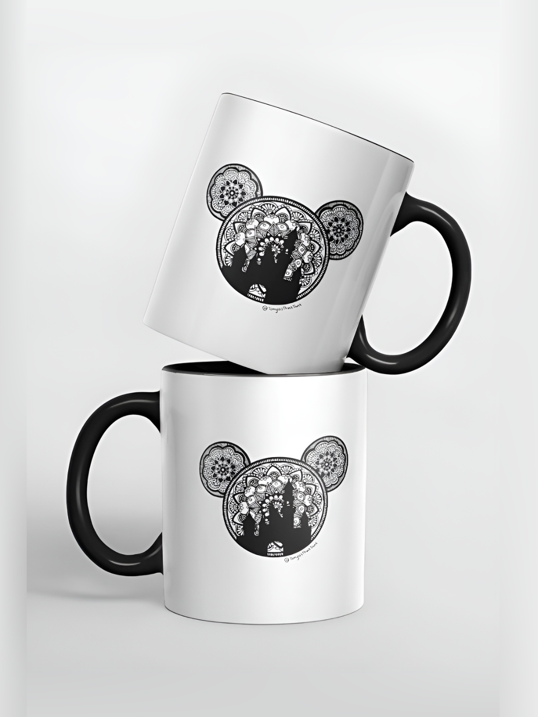 

macmerise White & Black Printed Ceramic Glossy Mug 325 ml