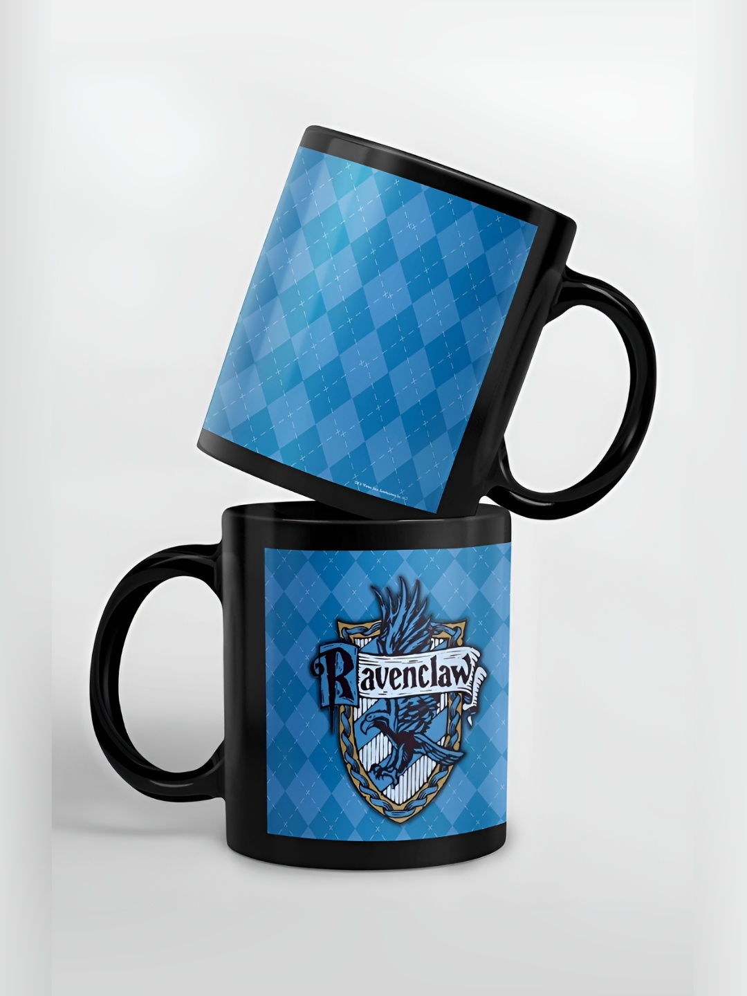 

macmerise Blue & Black Geometric Printed Ceramic Glossy Finished Mug 325 ml