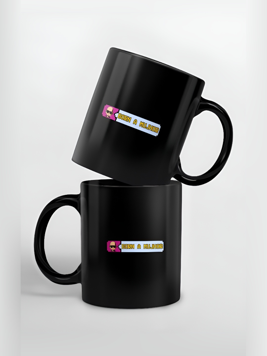 

macmerise Black & Blue Text Printed Ceramic Easy to Clean Glossy Mugs 325 ml