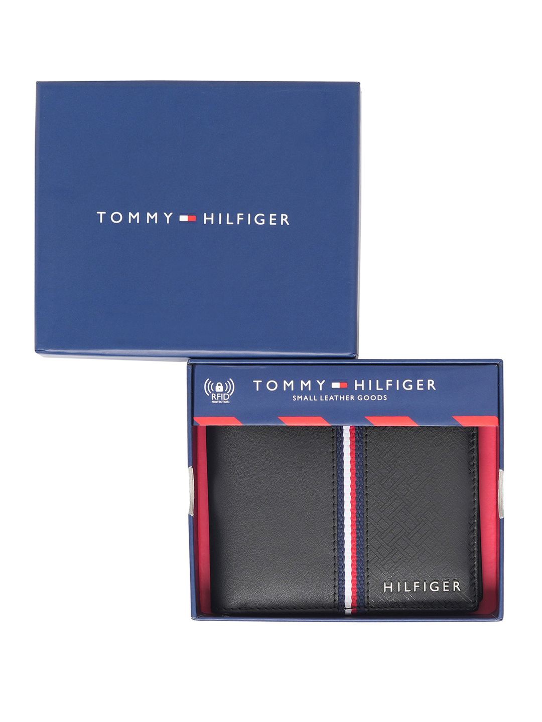 

Tommy Hilfiger Men Printed Leather Two Fold Wallet, Black