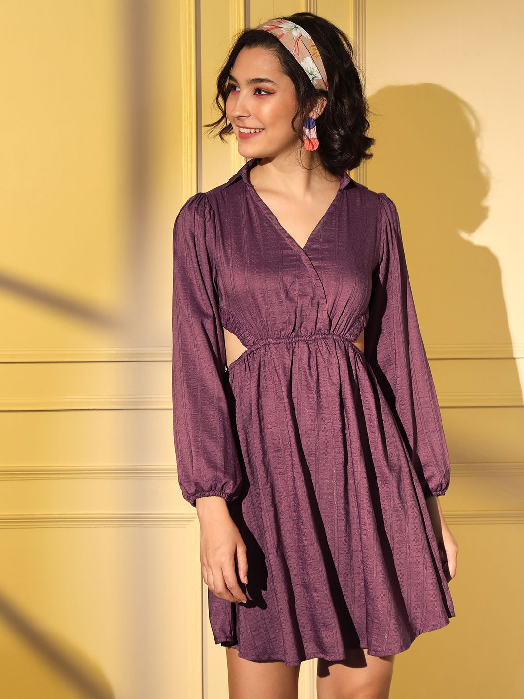 

Sangria Striped Fit & Flared Dresses, Purple