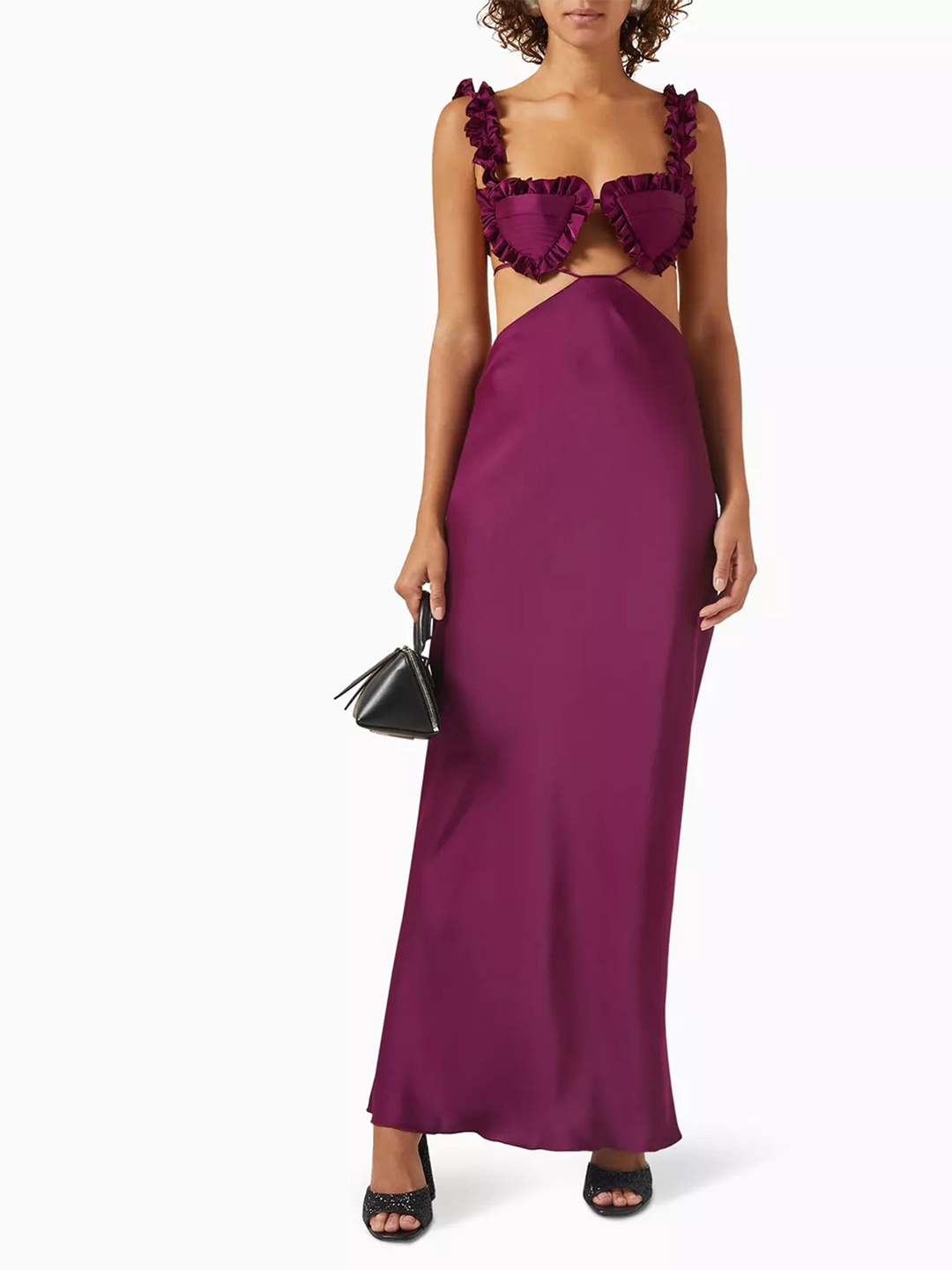 

LULU & SKY Shoulder Straps Backless Maxi Dress, Purple