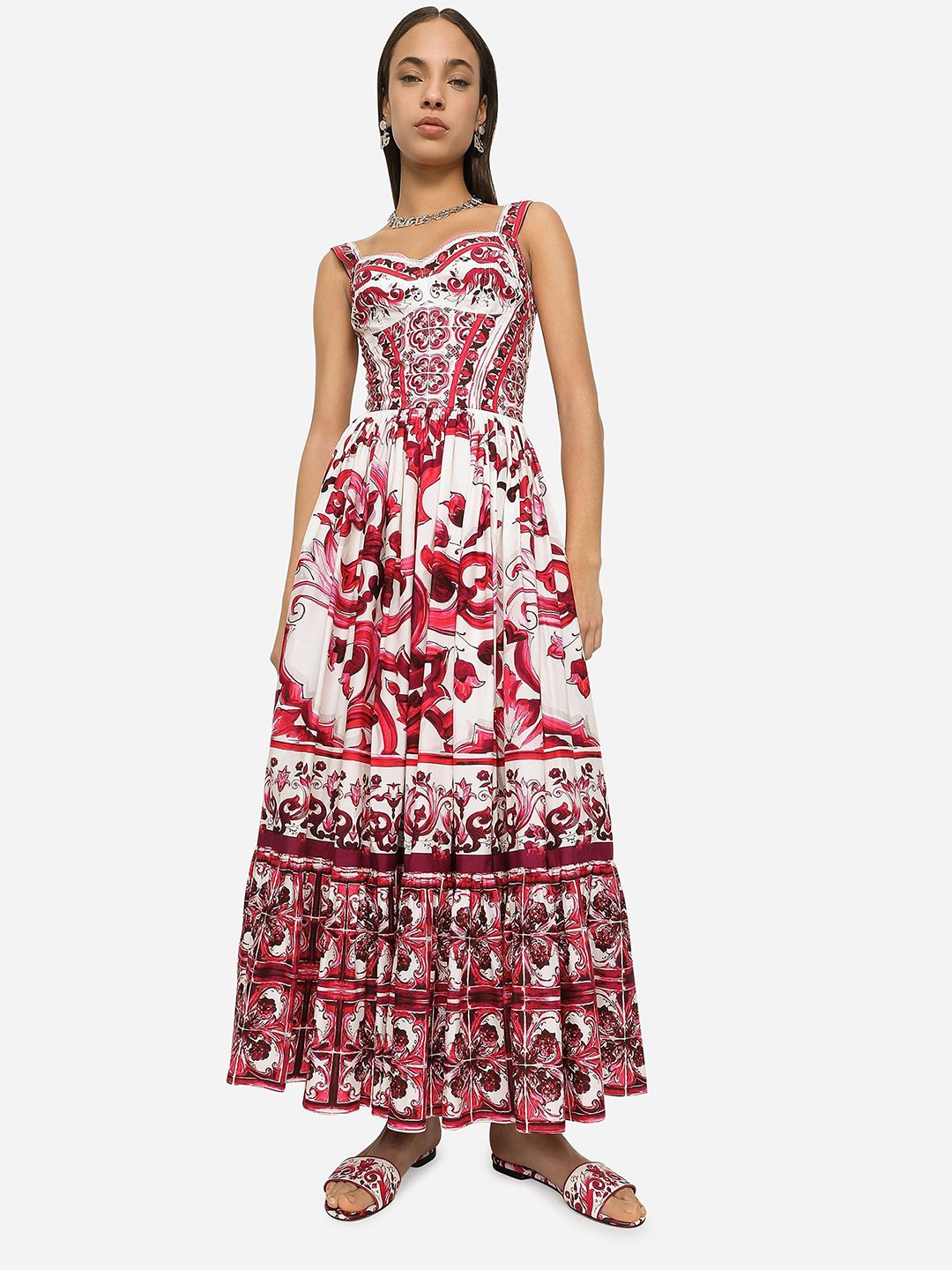 

LULU & SKY Ethnic Motifs Print Maxi Dress, White