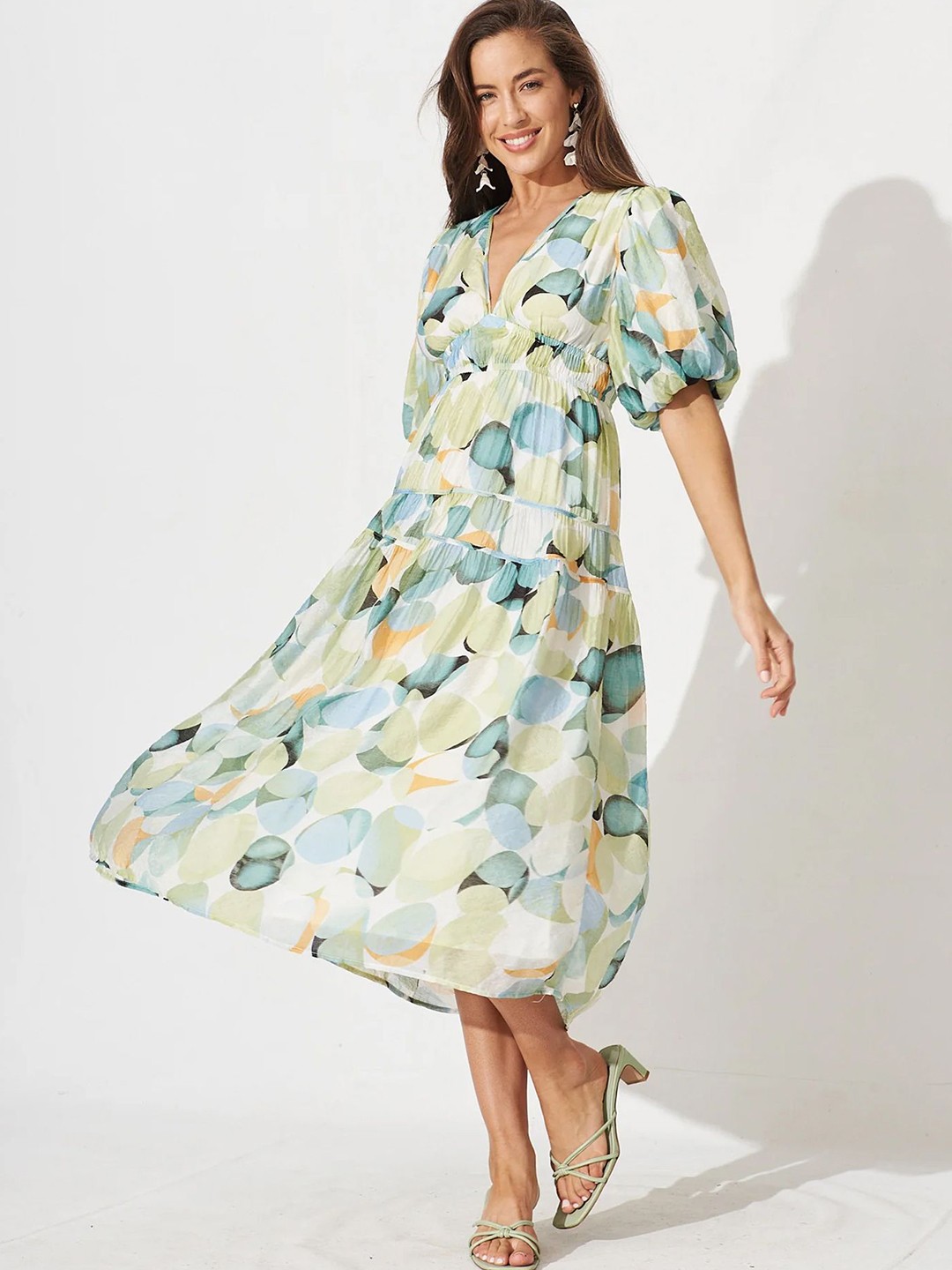 

LULU & SKY Floral Print Empire Midi Dress, Multi