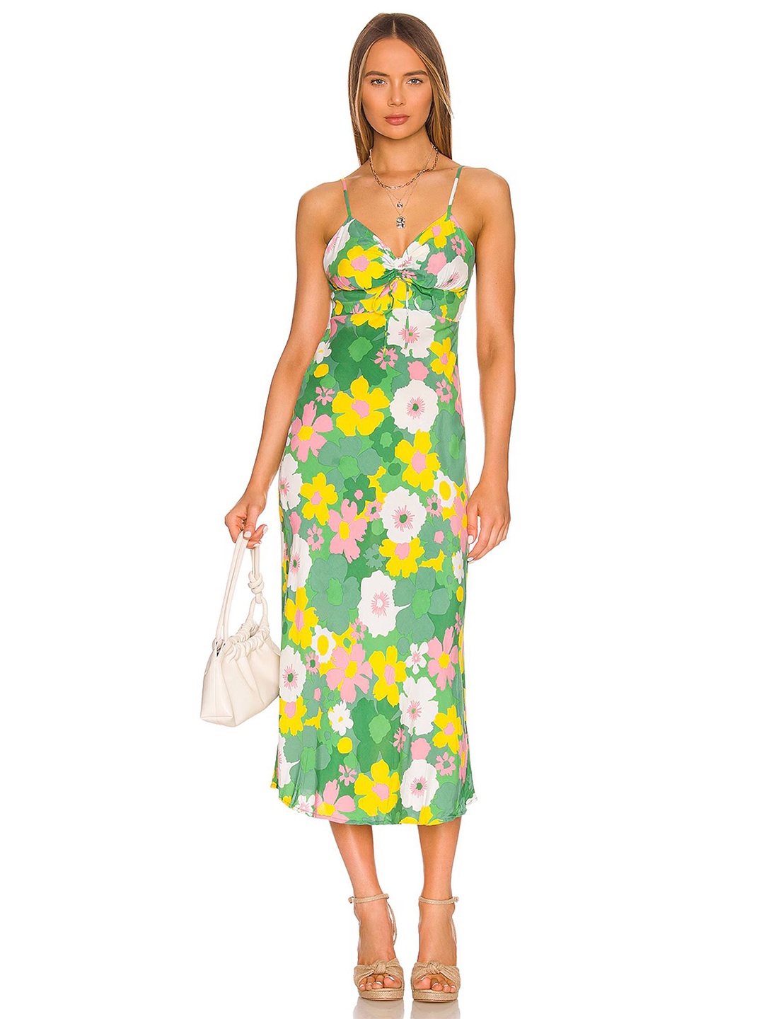 

LULU & SKY Women Floral Printed Sheath Midi Dress, Green
