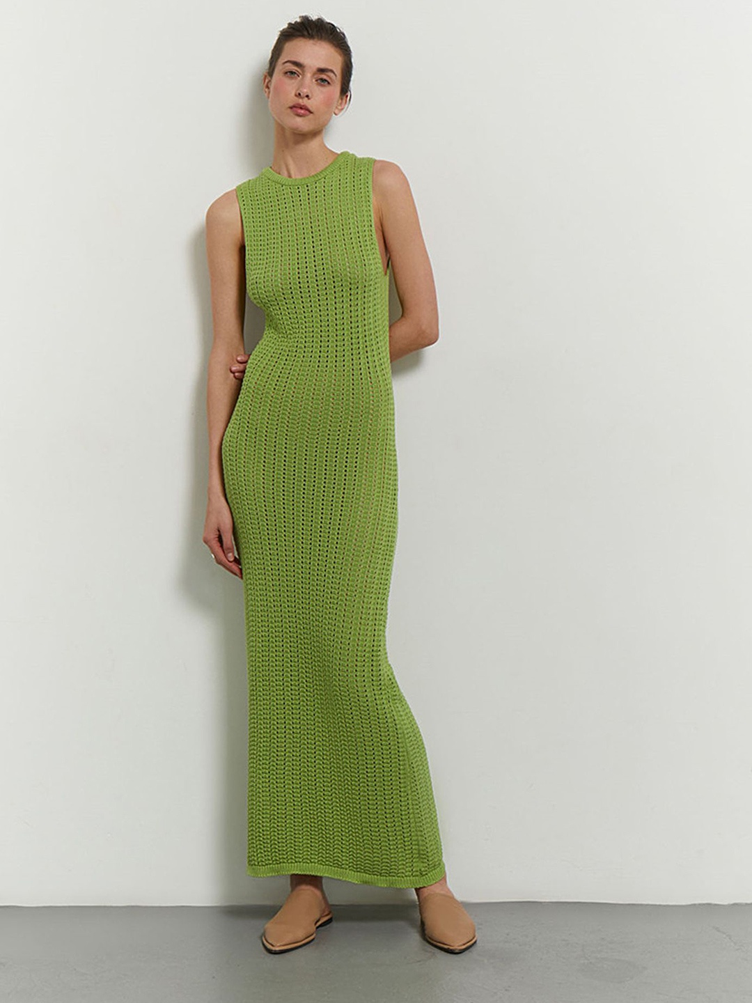 

LULU & SKY Women Self Design Sheath Maxi Dress, Green