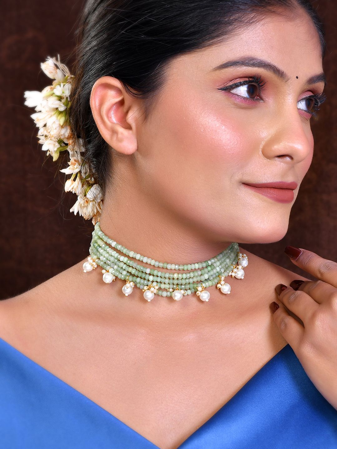 

Silvermerc Designs Gold-Plated Pearl Beaded Layered Necklace