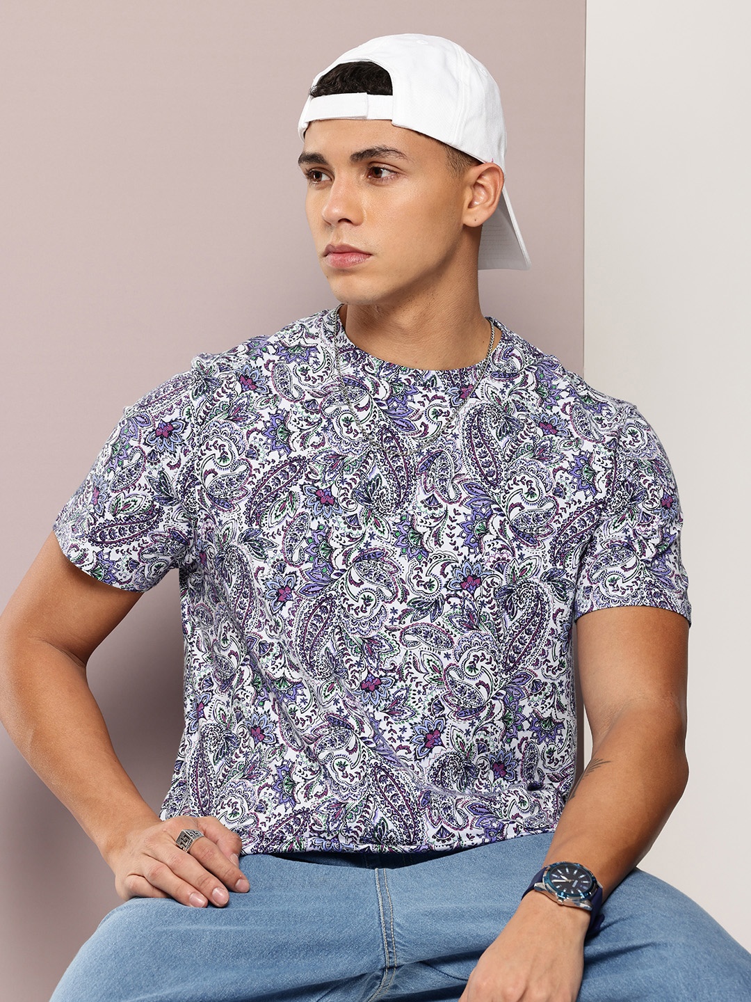 

Kook N Keech Men Printed Ethnic Pure Cotton T-shirt, White