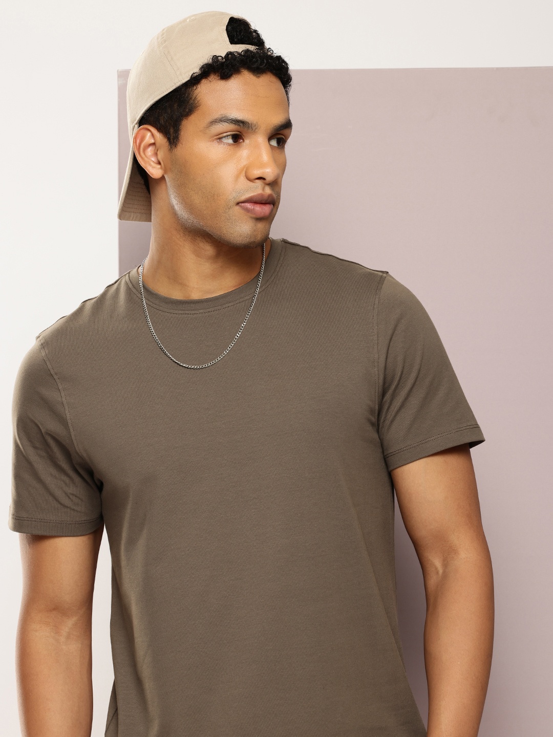 

Kook N Keech Men Solid T-shirt, Taupe