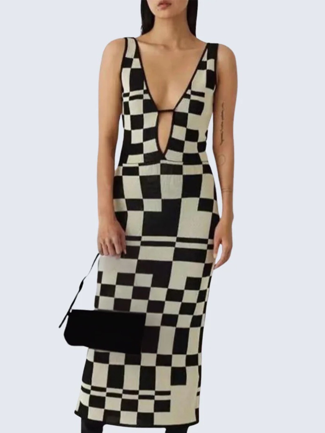 

LULU & SKY Women Printed Keyhole Neck Sleeveless Sheath Midi Dress, Multi
