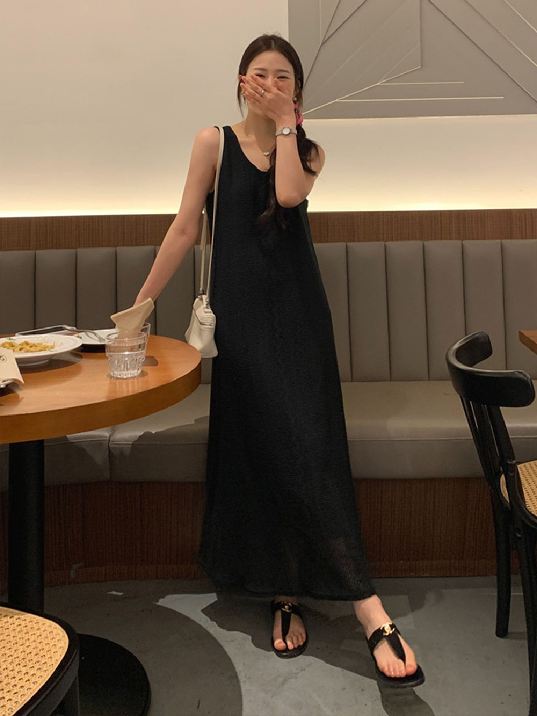 

LULU & SKY Round Neck Sleeveless Maxi Dress, Black