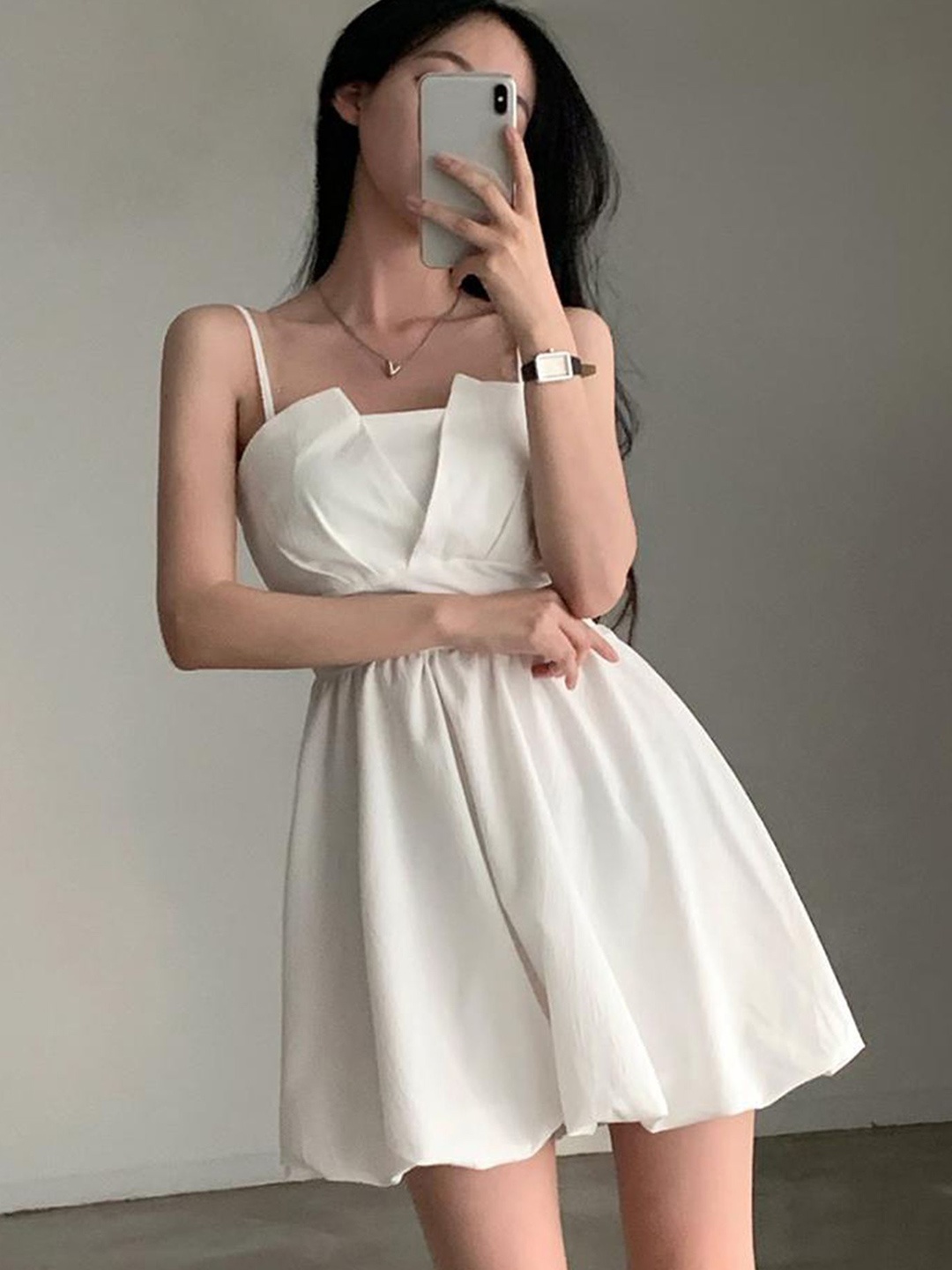 

LULU & SKY Shoulder Straps Sleeveless Fit & Flare Dress, White