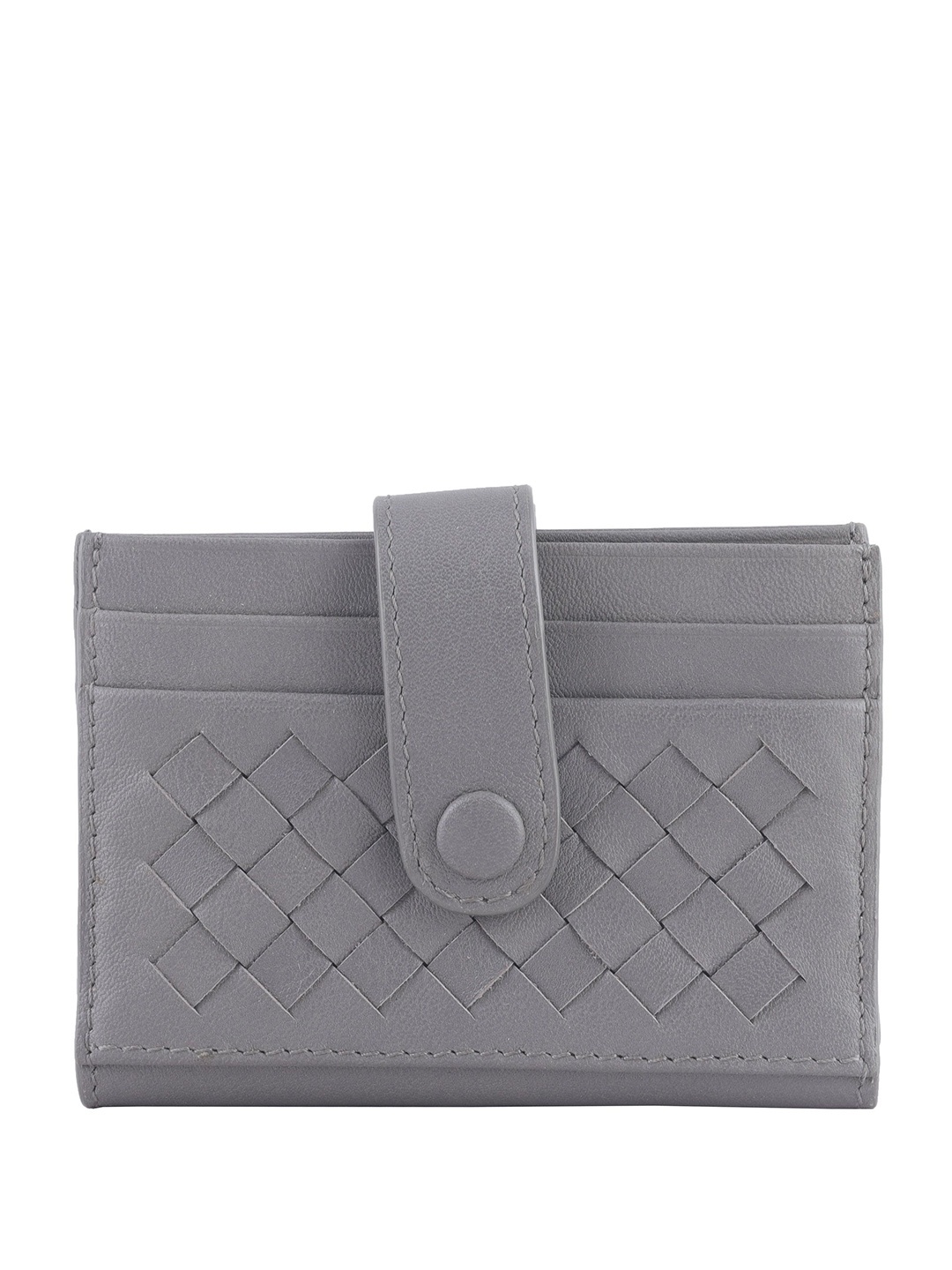 

Baraca Men Geometric Textured Leather Card Holder, Grey