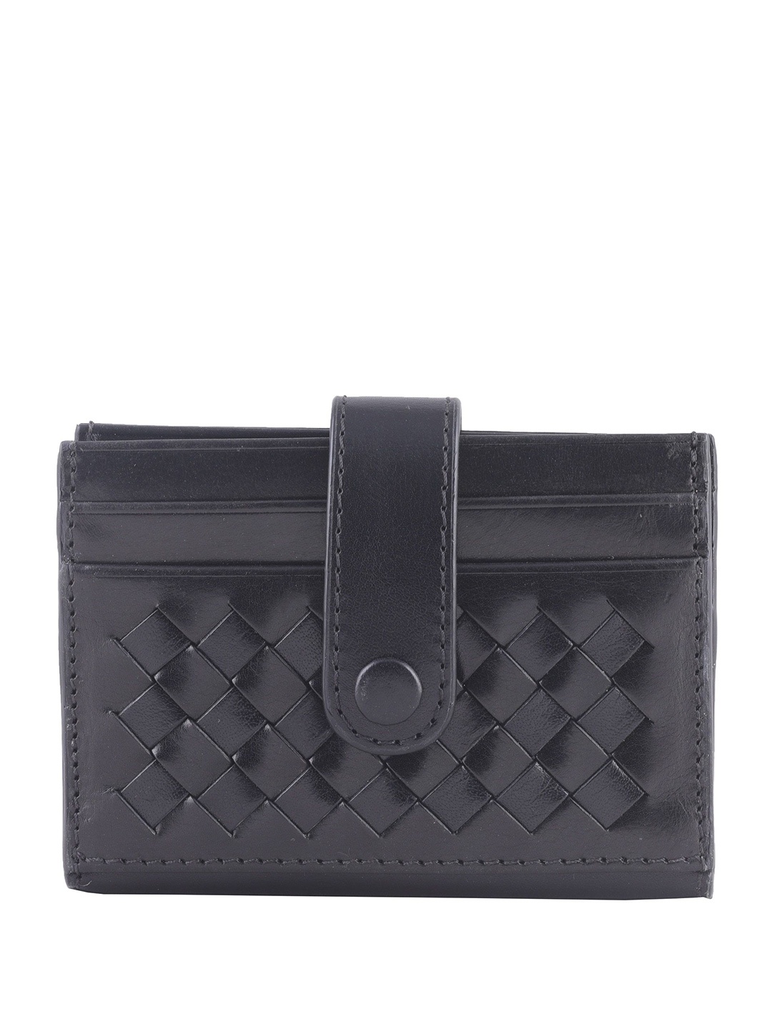 

Baraca Men Geometric Textured Leather Card Holder, Black