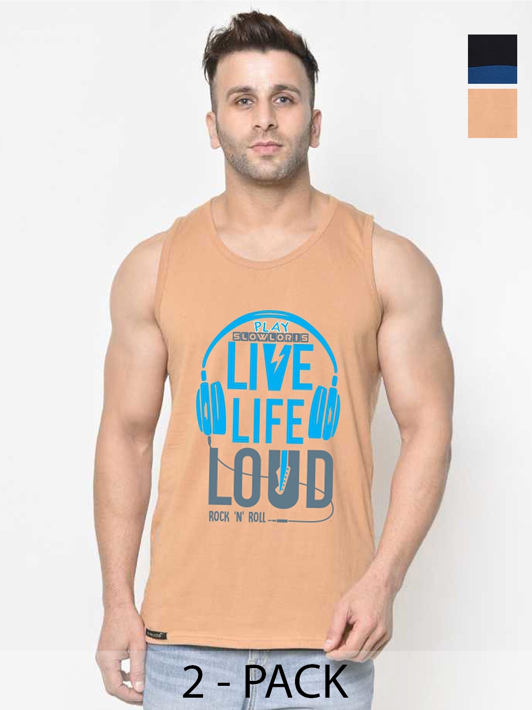 

SLOWLORIS Men Typography 2 Printed Pockets Slim Fit T-shirt, Rust