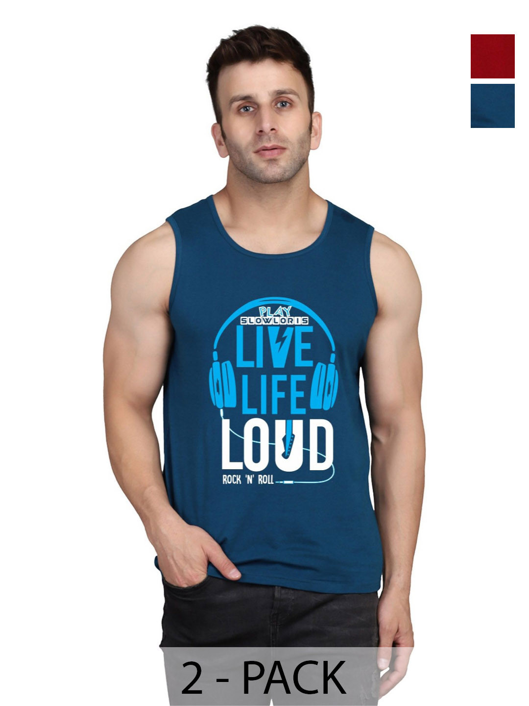 

SLOWLORIS Men Typography 2 Printed Pockets Slim Fit T-shirt, Teal