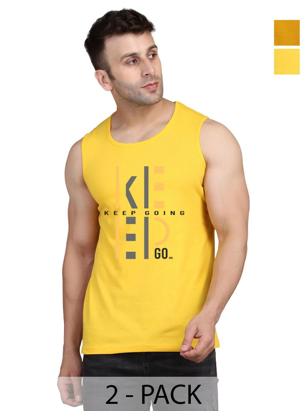 

SLOWLORIS Men Typography 2 Printed Raw Edge Slim Fit T-shirt, Mustard