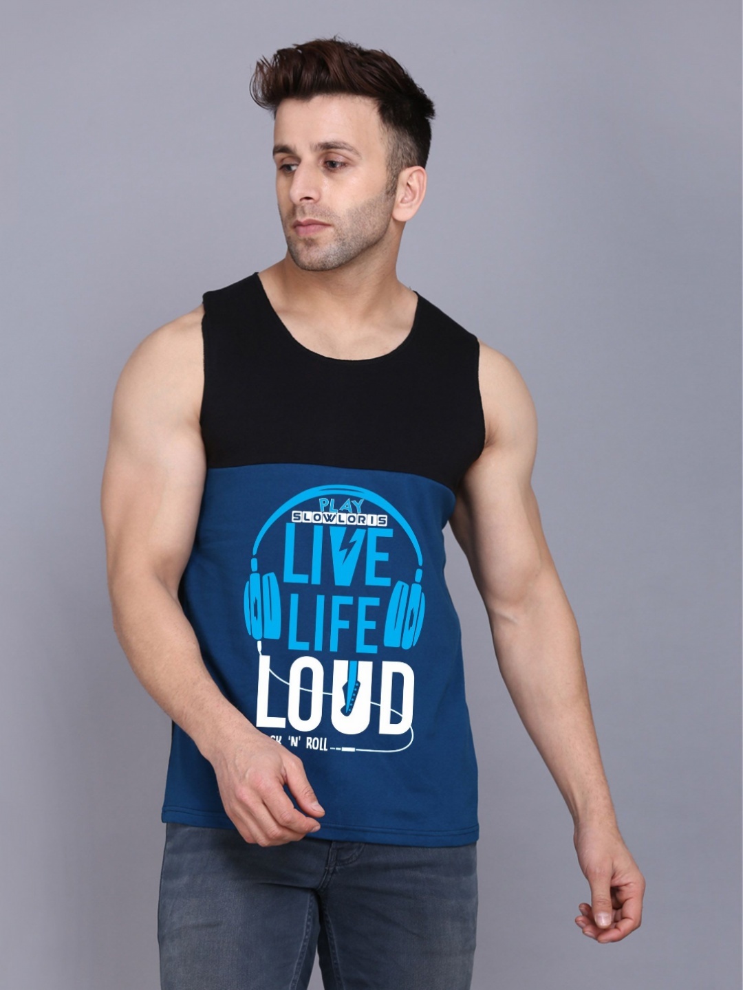 

SLOWLORIS Men Typography 2 Printed Pockets Slim Fit T-shirt, Black