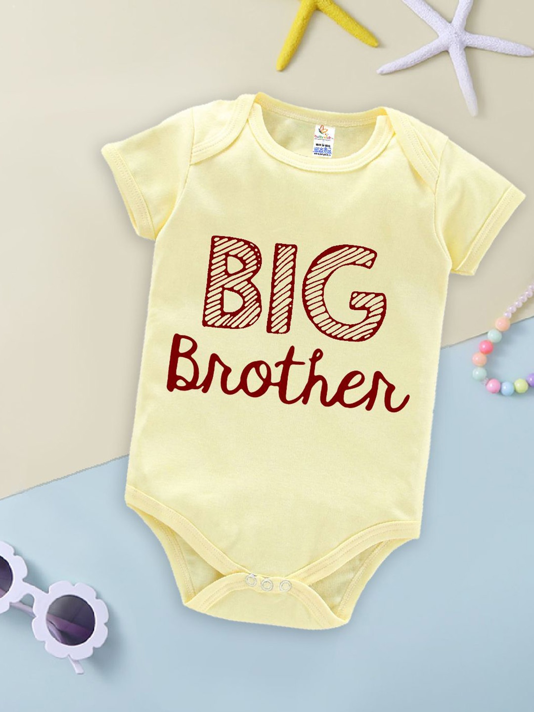 

Babywish Infants Printed Cotton Romper, Yellow