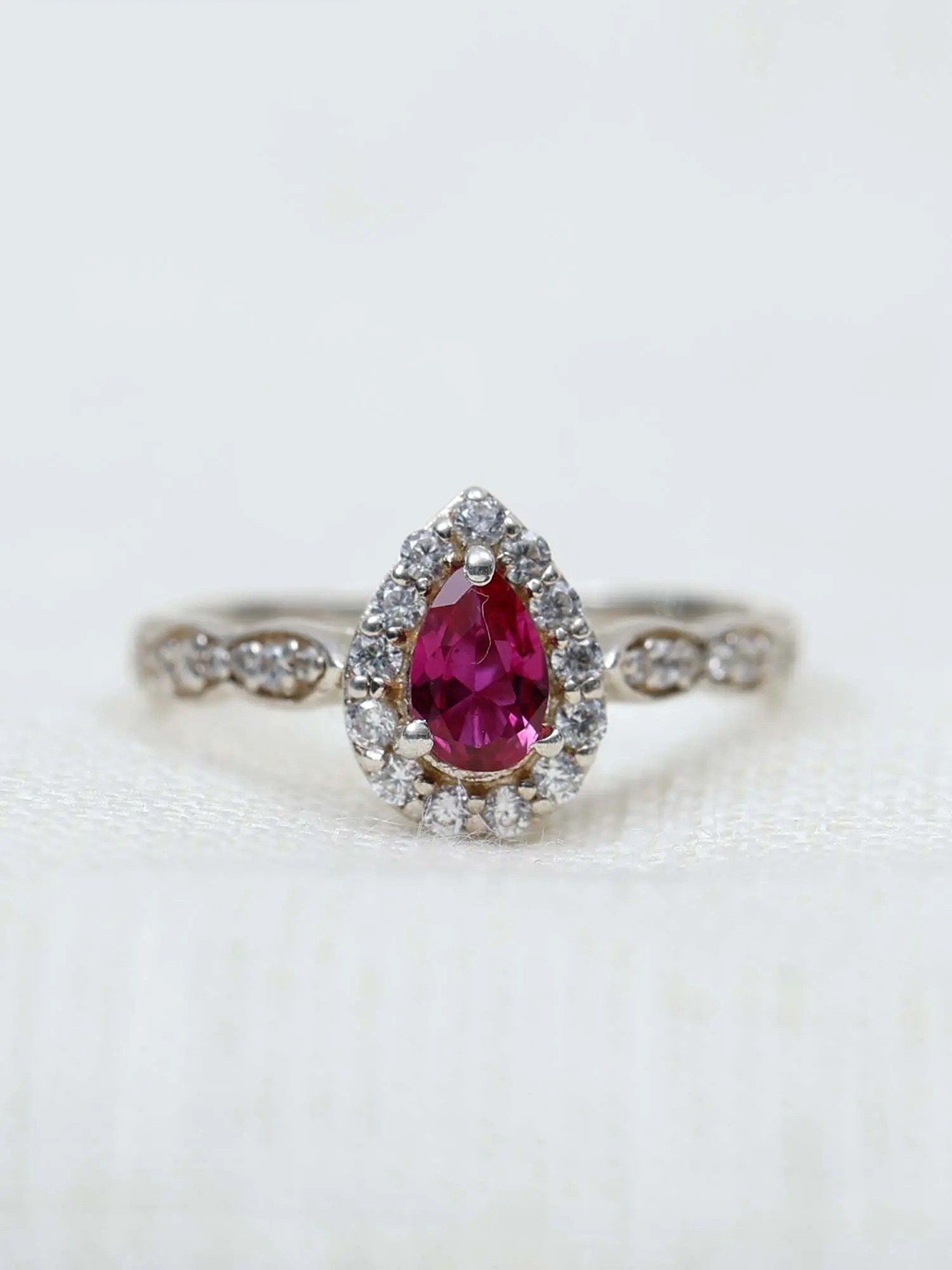 

Exotic India Sterling Silver Stone-Studded Finger Ring