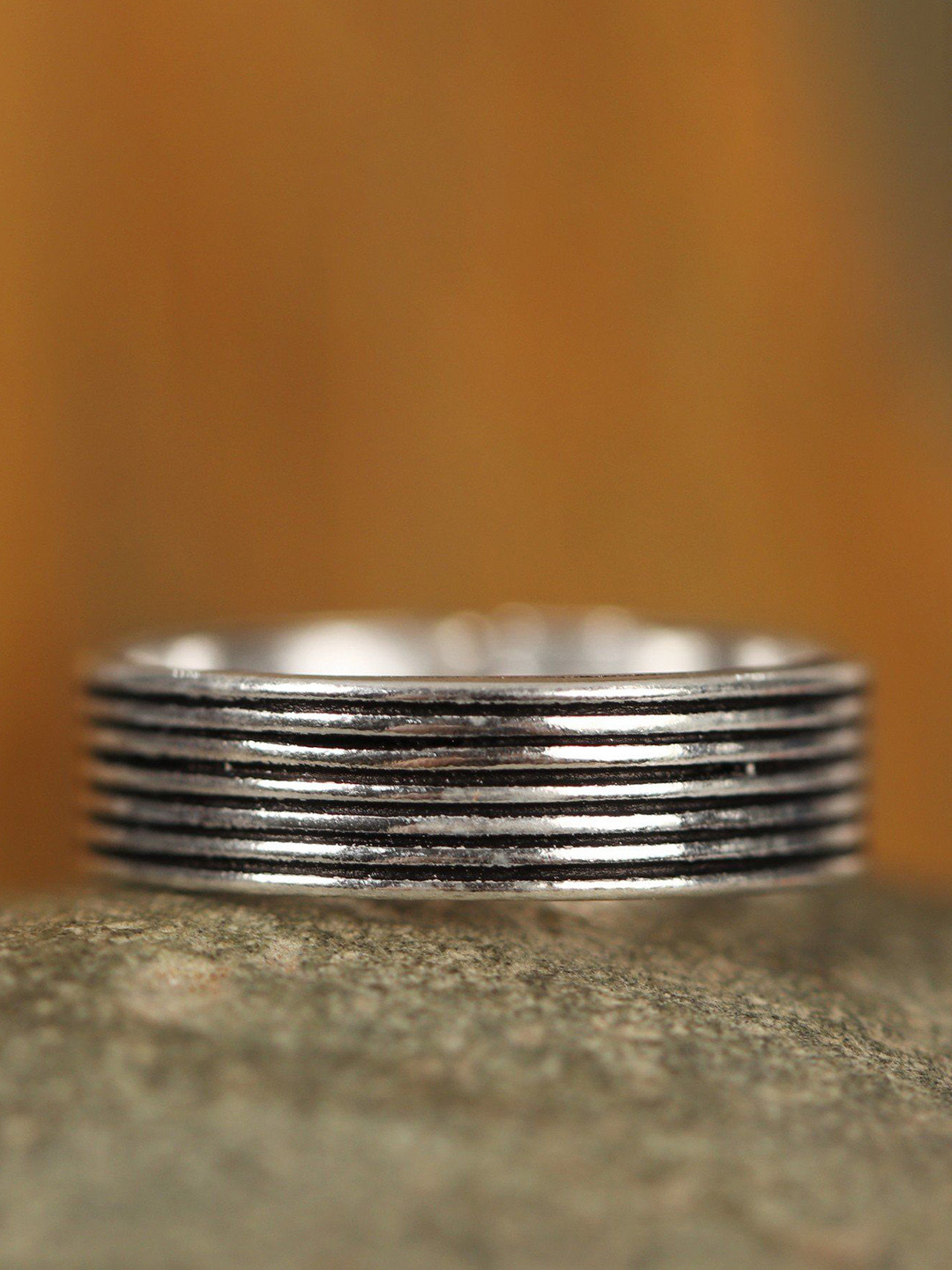 

Exotic India Sterling Silver Plated Multi-Lined Finger Ring