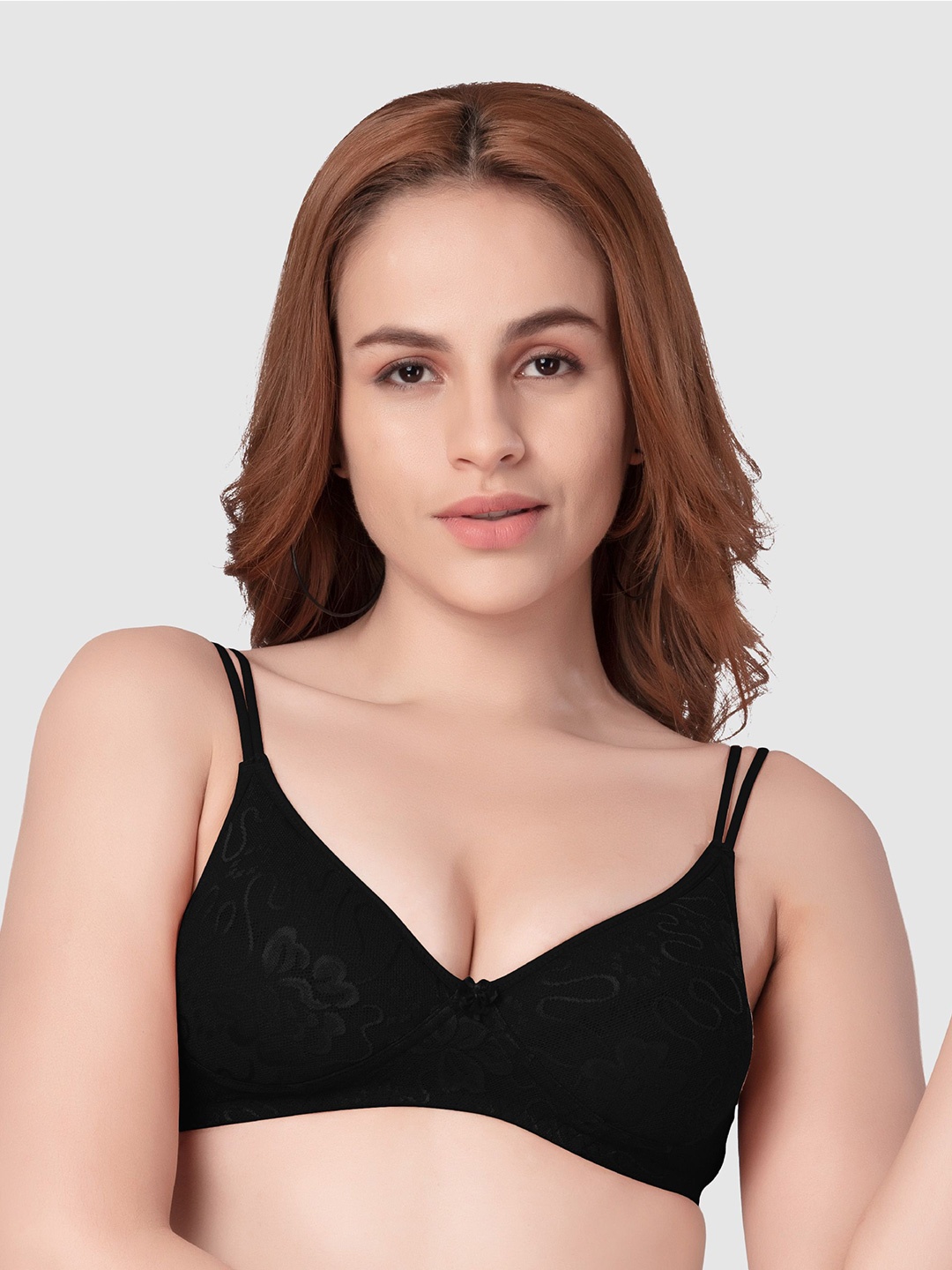 

Daisy Dee Women Self Design Full Coverage Lightly Padded Tshirt Bra, Black