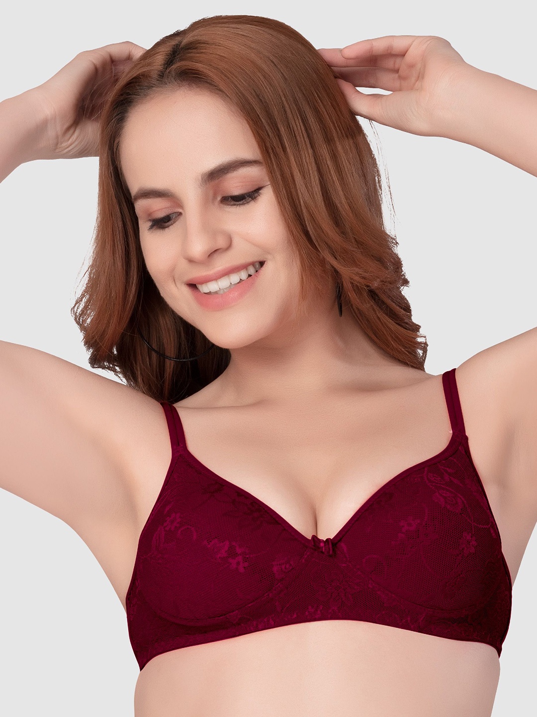 

Daisy Dee Women Floral Full Coverage Cotton Lightly Padded Tshirt Bra, Maroon