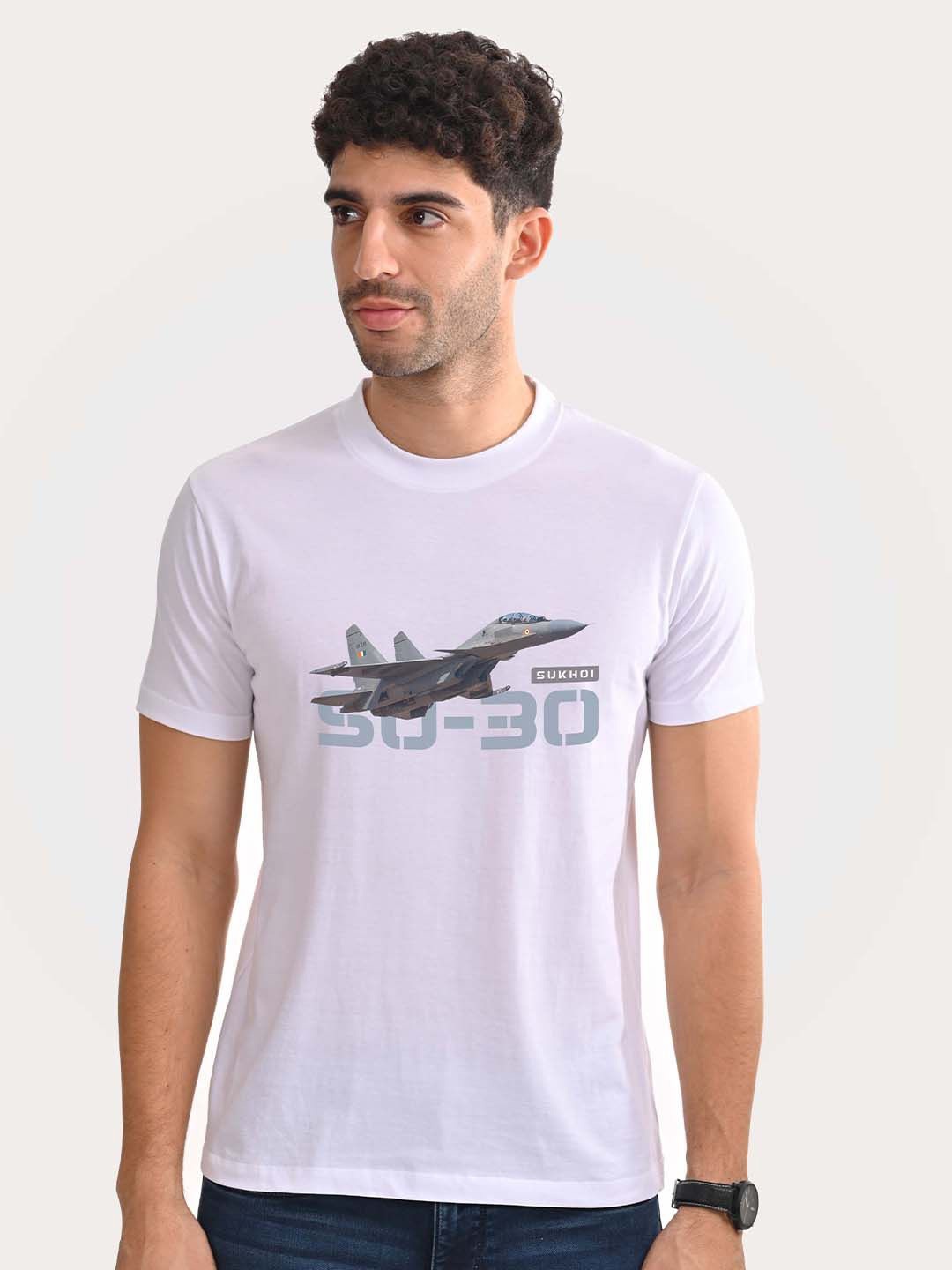 

Aero Armour Unisex Printed Round Neck Cotton Tshirt, White