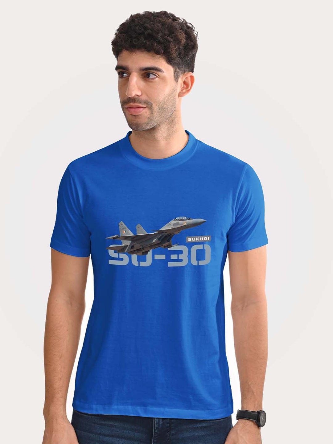

Aero Armour Unisex Printed Round Neck Cotton Tshirt, Blue