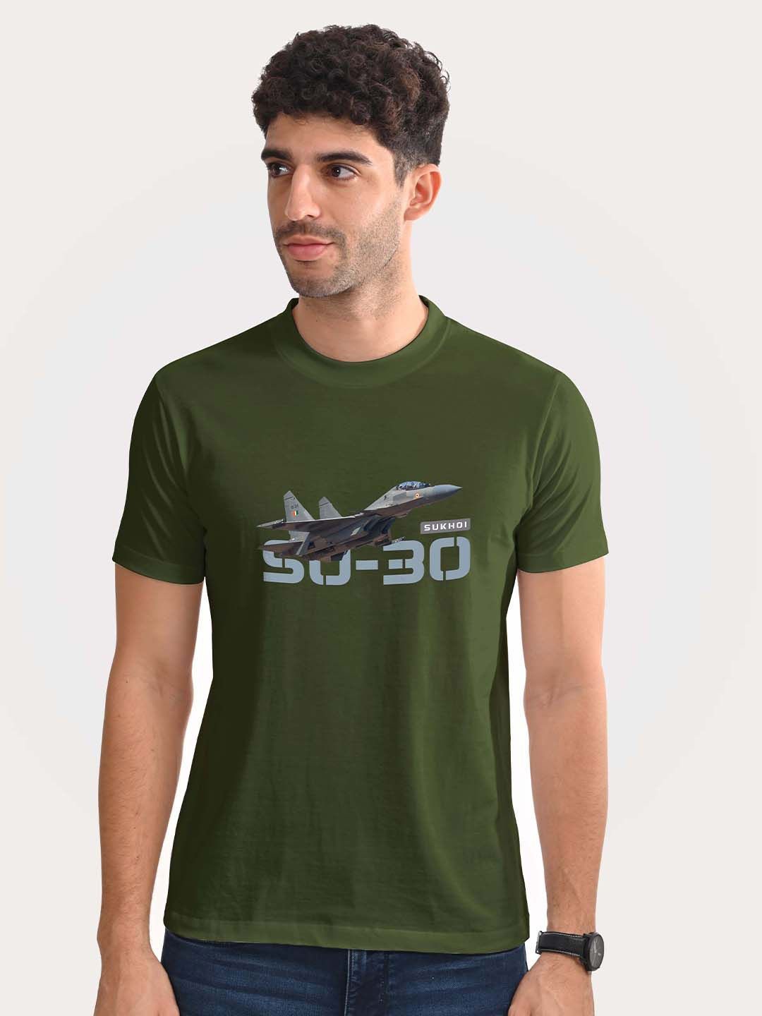 

Aero Armour Unisex Printed Round Neck Cotton Tshirt, Olive