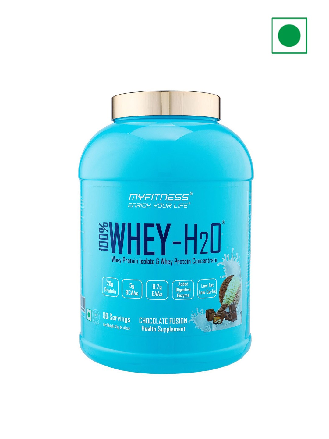 

Myfitness 100% Whey H20 Protein - Chocolate Fusion Flavour 2kg, Blue