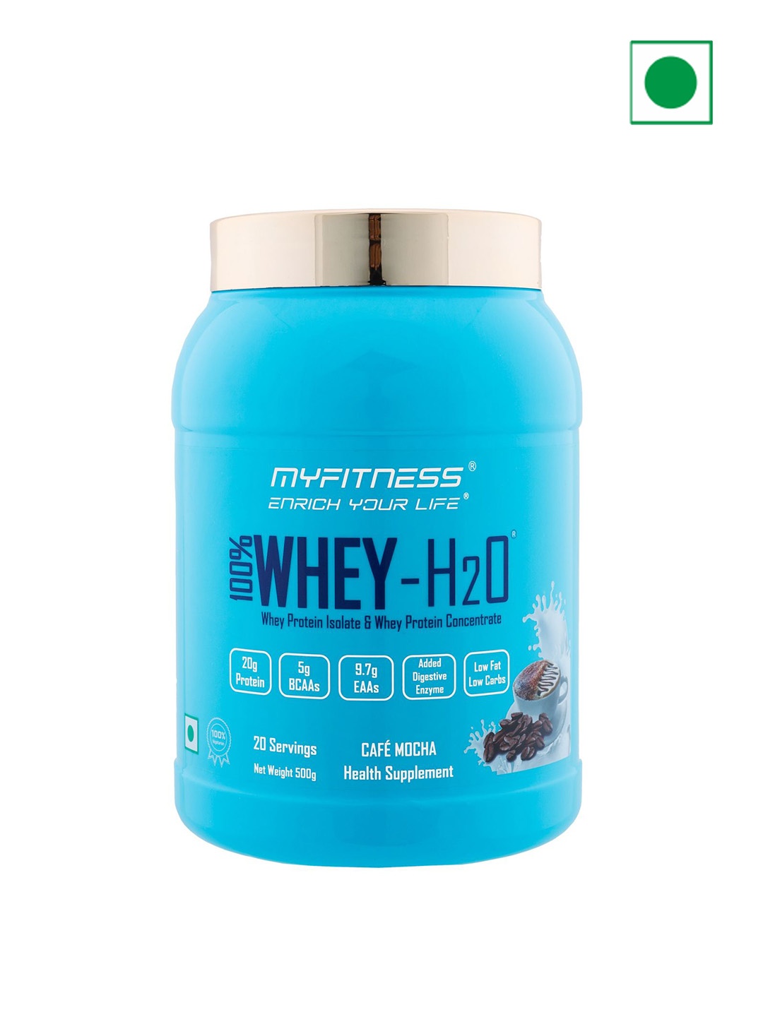 

Myfitness 100% Whey H20 Protein - Cafe Mocha Flavour 500g, Blue