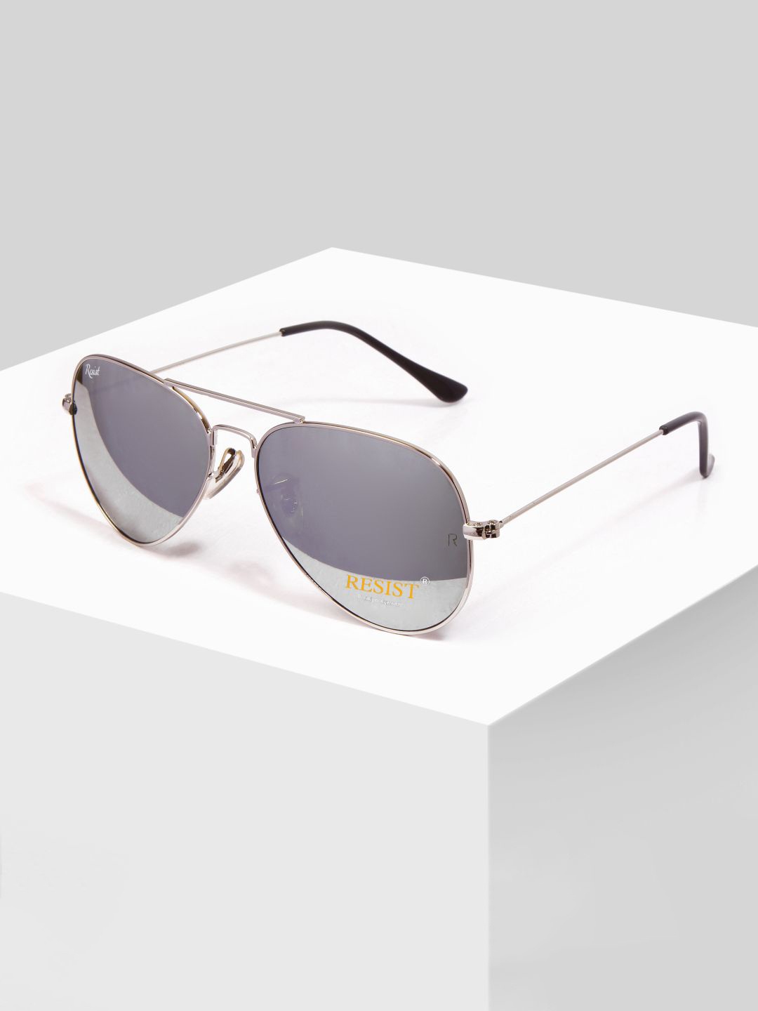 

RESIST EYEWEAR UnisexFull Frame Aviator Sunglasses with UV Protected Lens, Silver