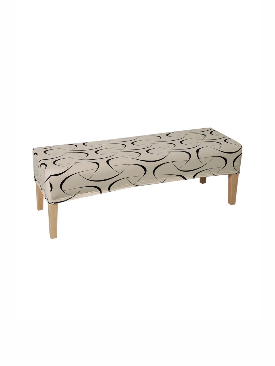

HOKIPO Grey & Black Printed Stretchable Dining Bench Slipcover