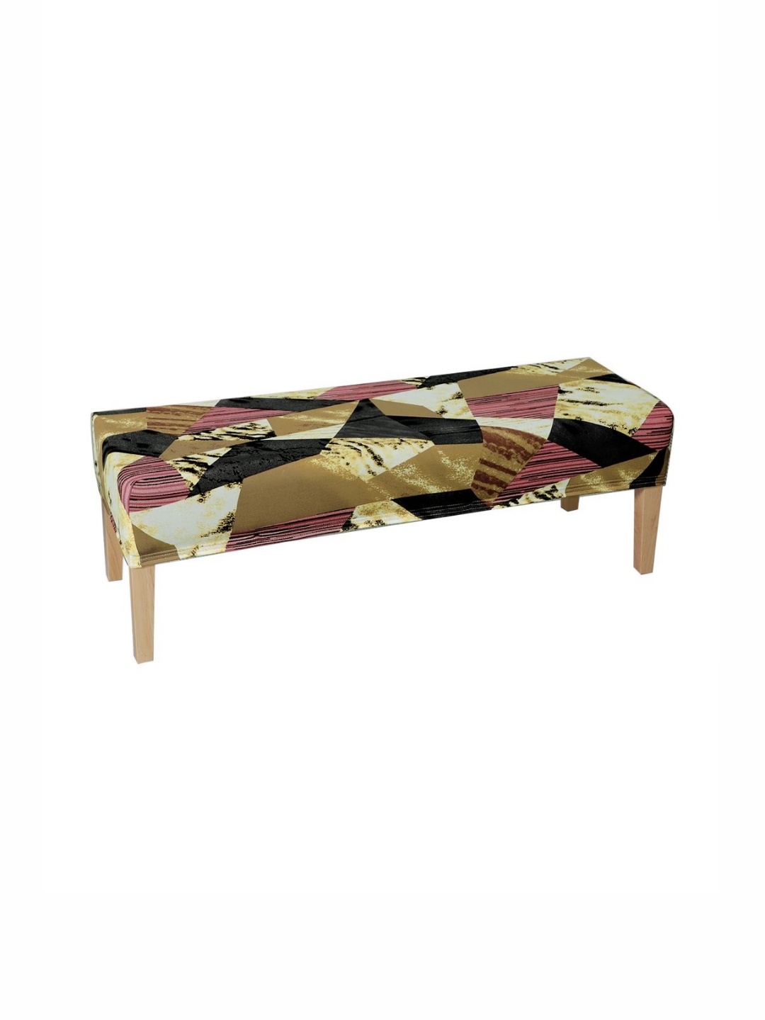 

HOKIPO Green & Pink Printed Dining Bench Slipcover