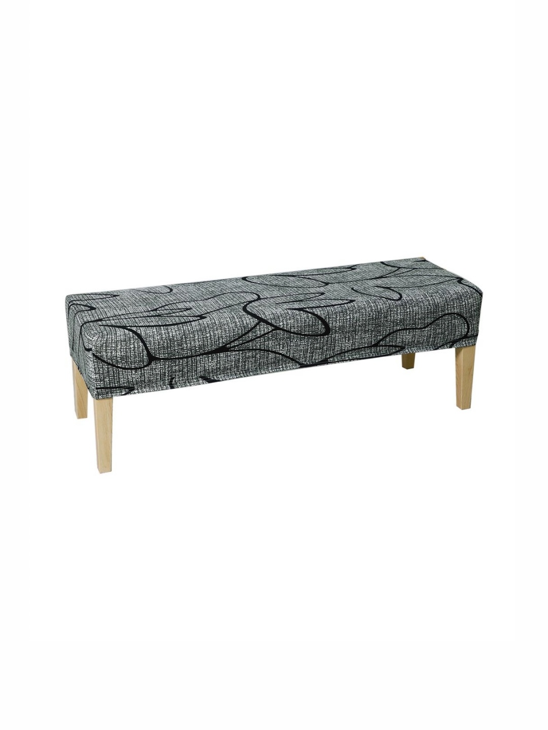 

HOKIPO Grey & Black Printed Dining Bench Cover