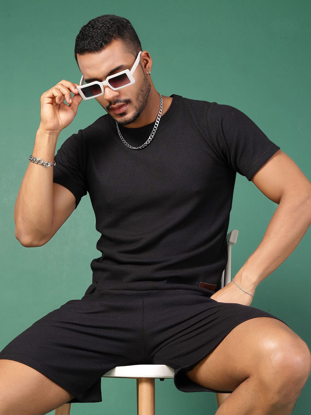 

Rigo Round Neck Pure Cotton T-Shirt & Shorts, Black