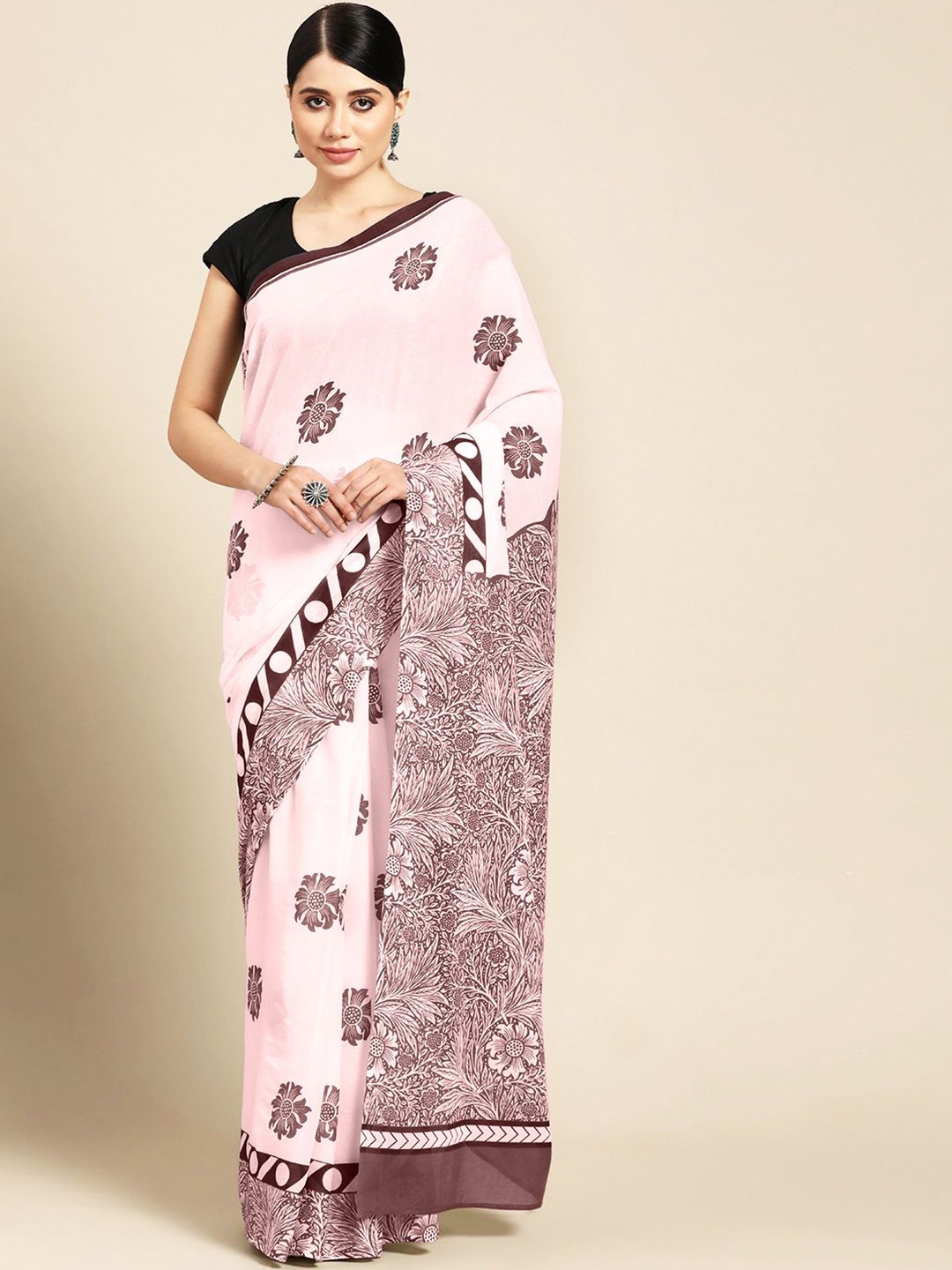 

BUTA BUTI Floral Pure Cotton Saree, Mauve