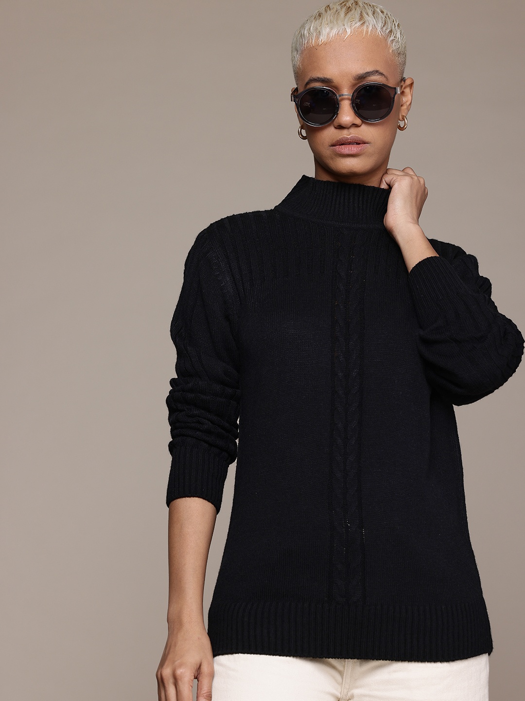 

Roadster Cable Knit Pullover, Black