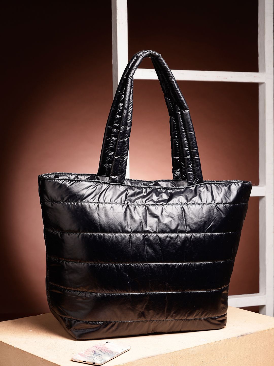 

Anekaant Uno Black Quilted Tote Bag