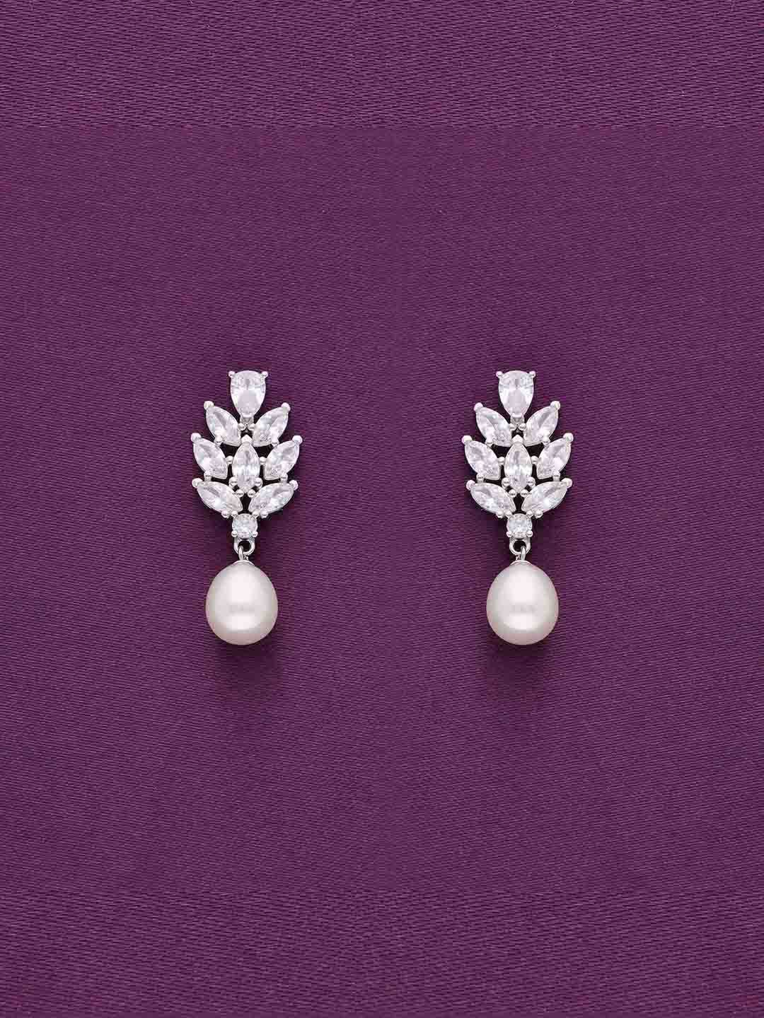 

KAI JEWEL Rhodium-Plated 925 Sterling Silver Pearls Beaded Drop Earrings