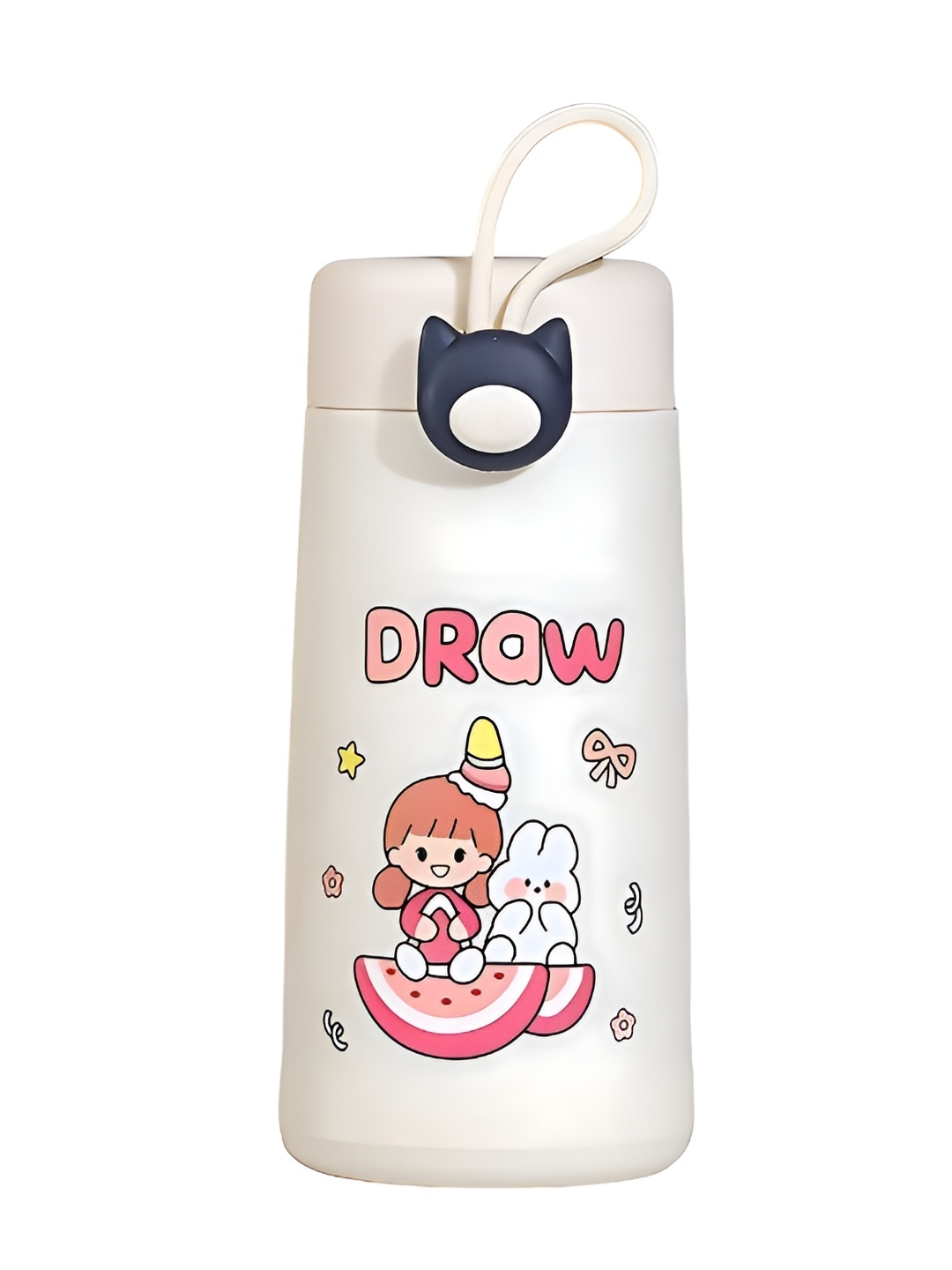 

WELOUR White Glass Printed Water Bottle 350 ml