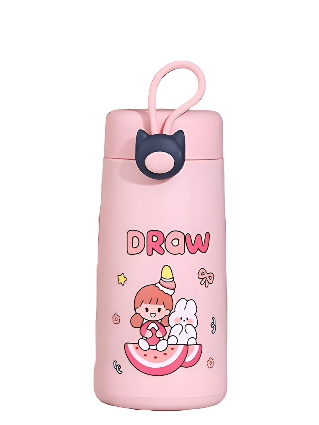 

WELOUR Pink & Red Printed Glass Water Bottle 350ml