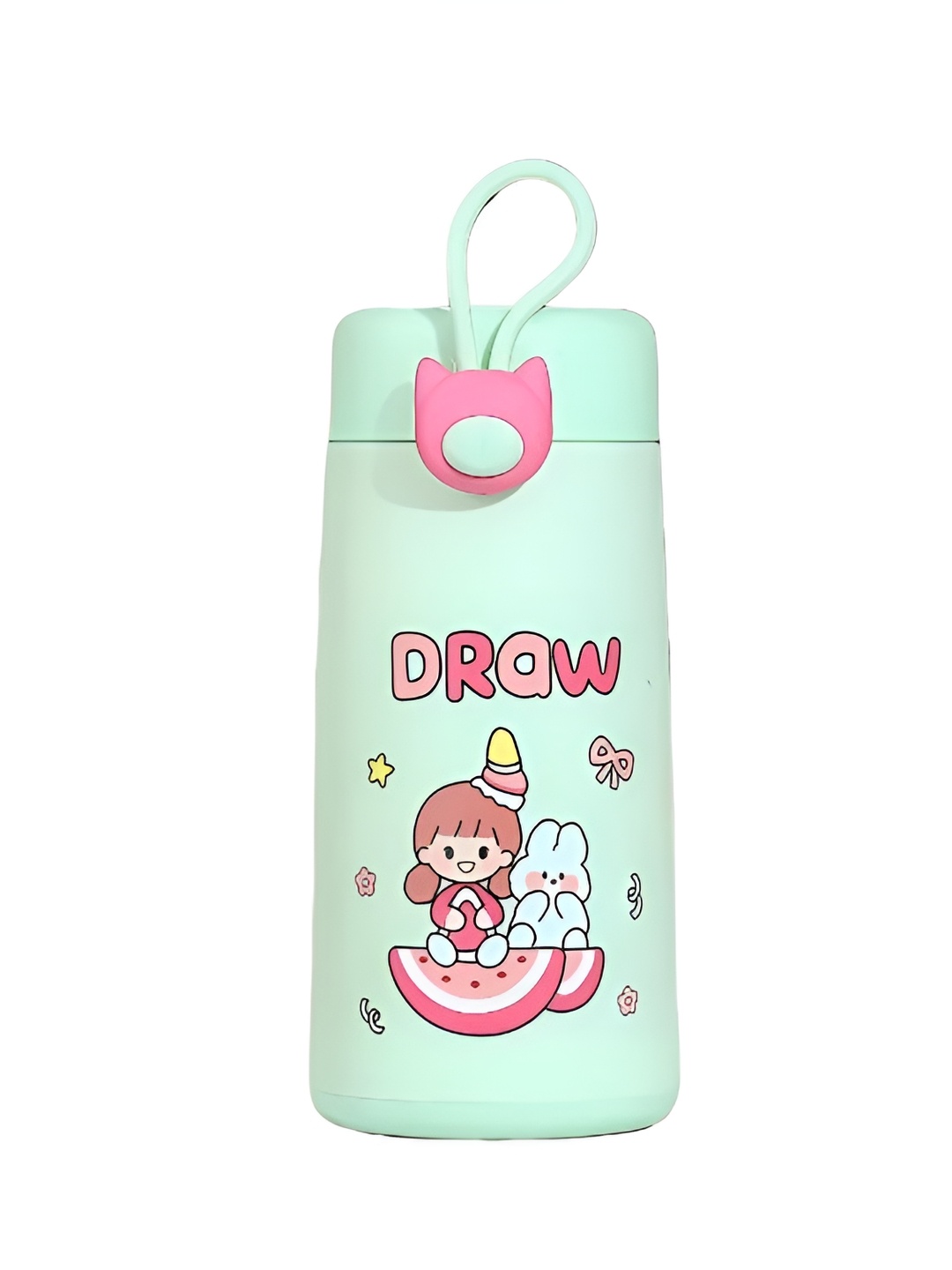 

WELOUR Green & Pink Typography Printed Glass Water Bottle 350 ml