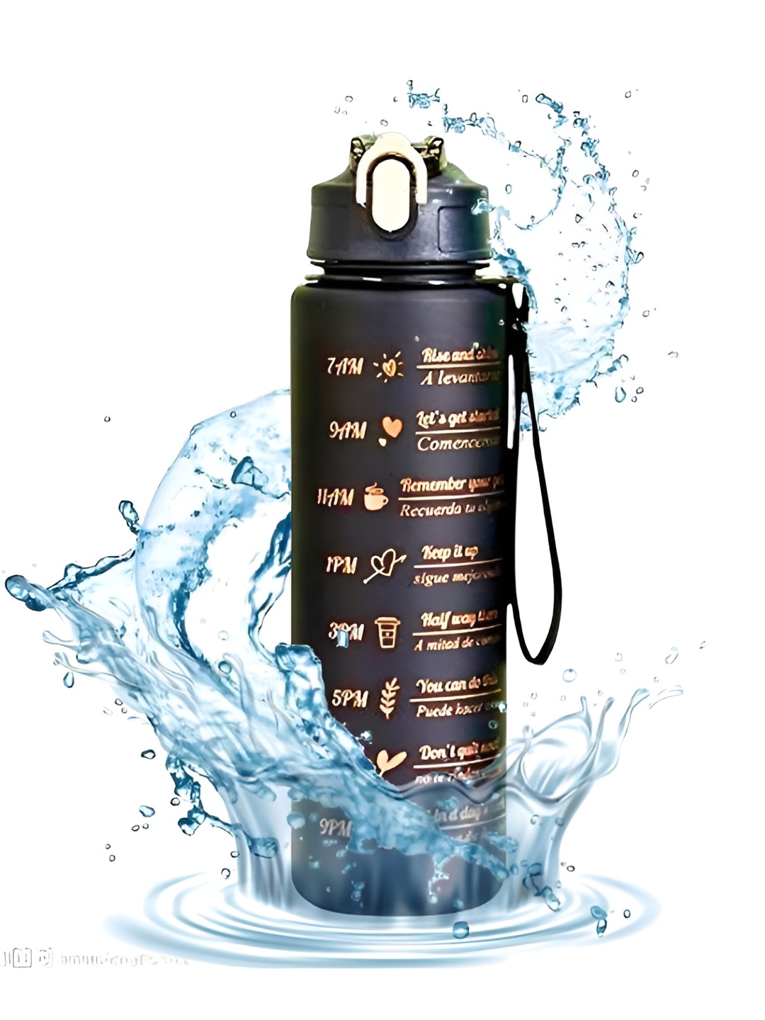 

WELOUR Typography Printed Water Bottle 900 ml, Black