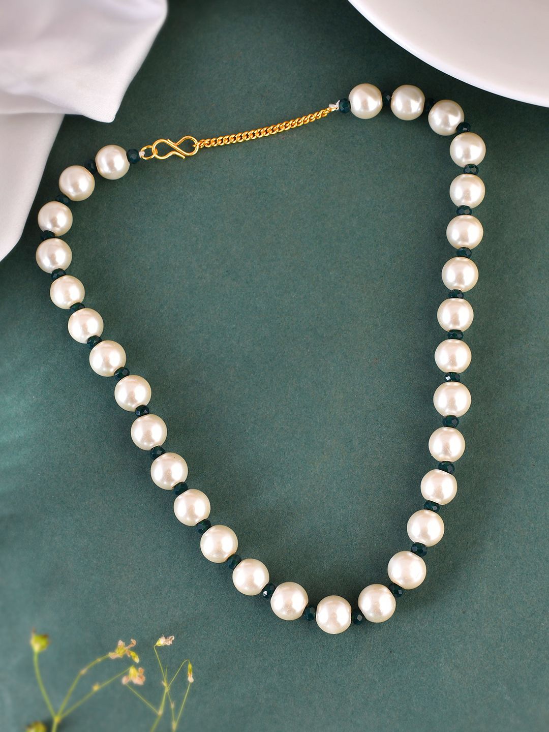 

Silvermerc Designs Gold-Plated Brass Beaded Studded Necklace