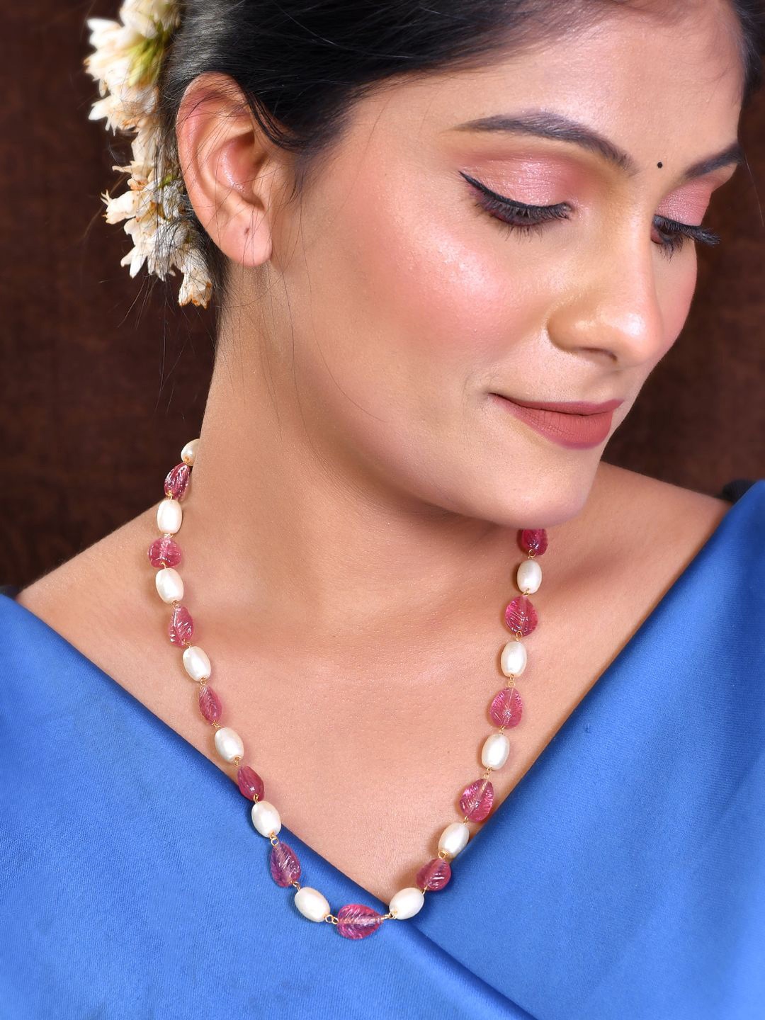 

Silvermerc Designs Gold-Plated Pearl Beaded Necklace, Pink