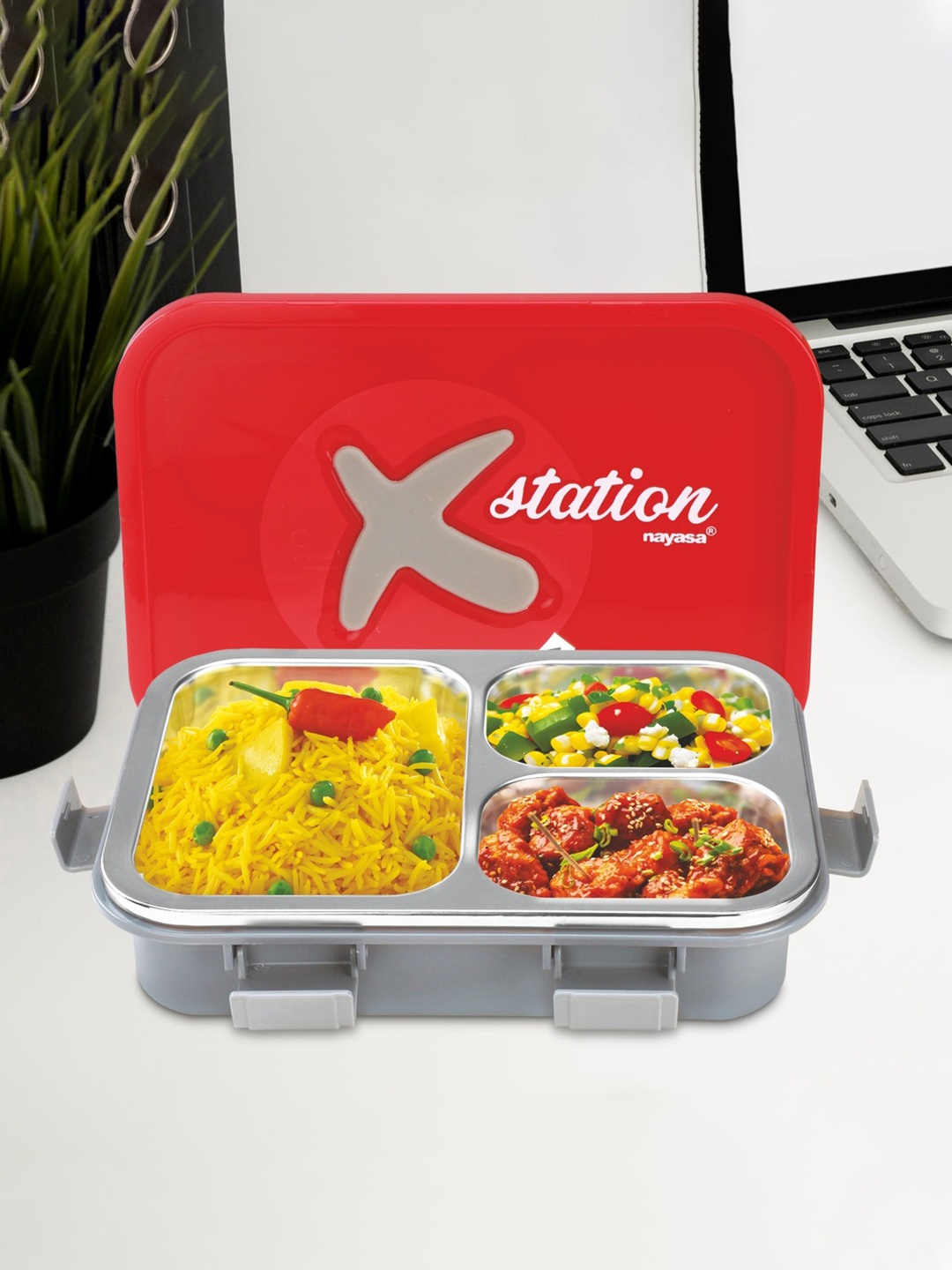 

Nayasa X-Station Red And Grey Insulated Airtight & Leakproof Lunchbox