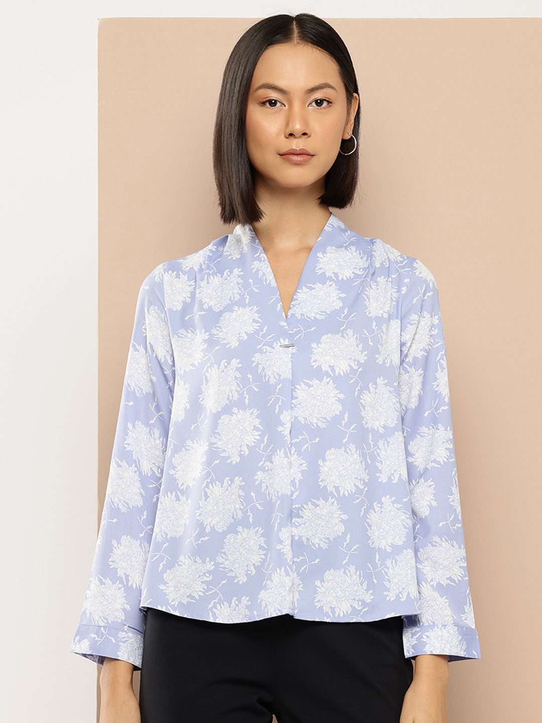 

her by invictus Floral Print Top, Blue